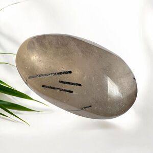 Black Rutilated Quartz Crystal Palmstone (#5)‎